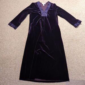 Oscar De La Renta Pink Label Long Length Purple Velvet Bath Robe Womens Medium